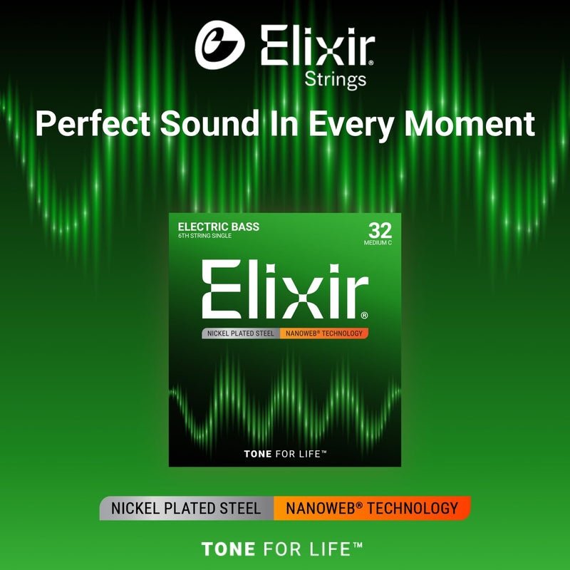 Elixir NanoWeb Single .032 Electric Bass Guitar String - Image 2